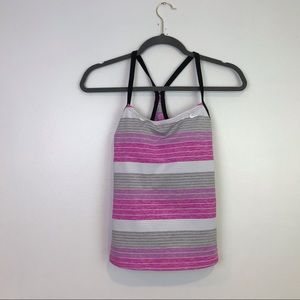 Nike NEW womens Swim tank racerback striped pink g